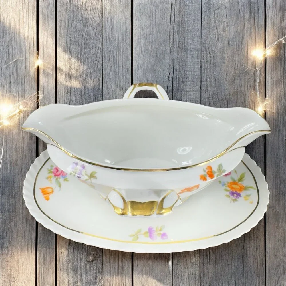 Vintage K&A Krautheim Selb Bavaria Porcelain‎ Sauce Bowl Gravy Boat With Handles